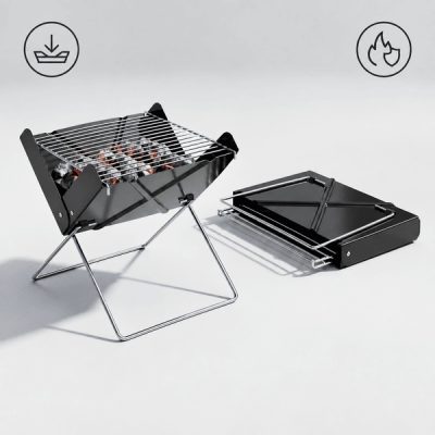 Hordozható, összecsukható faszenes grill X alakú állvánnyal | GRILLOMATE